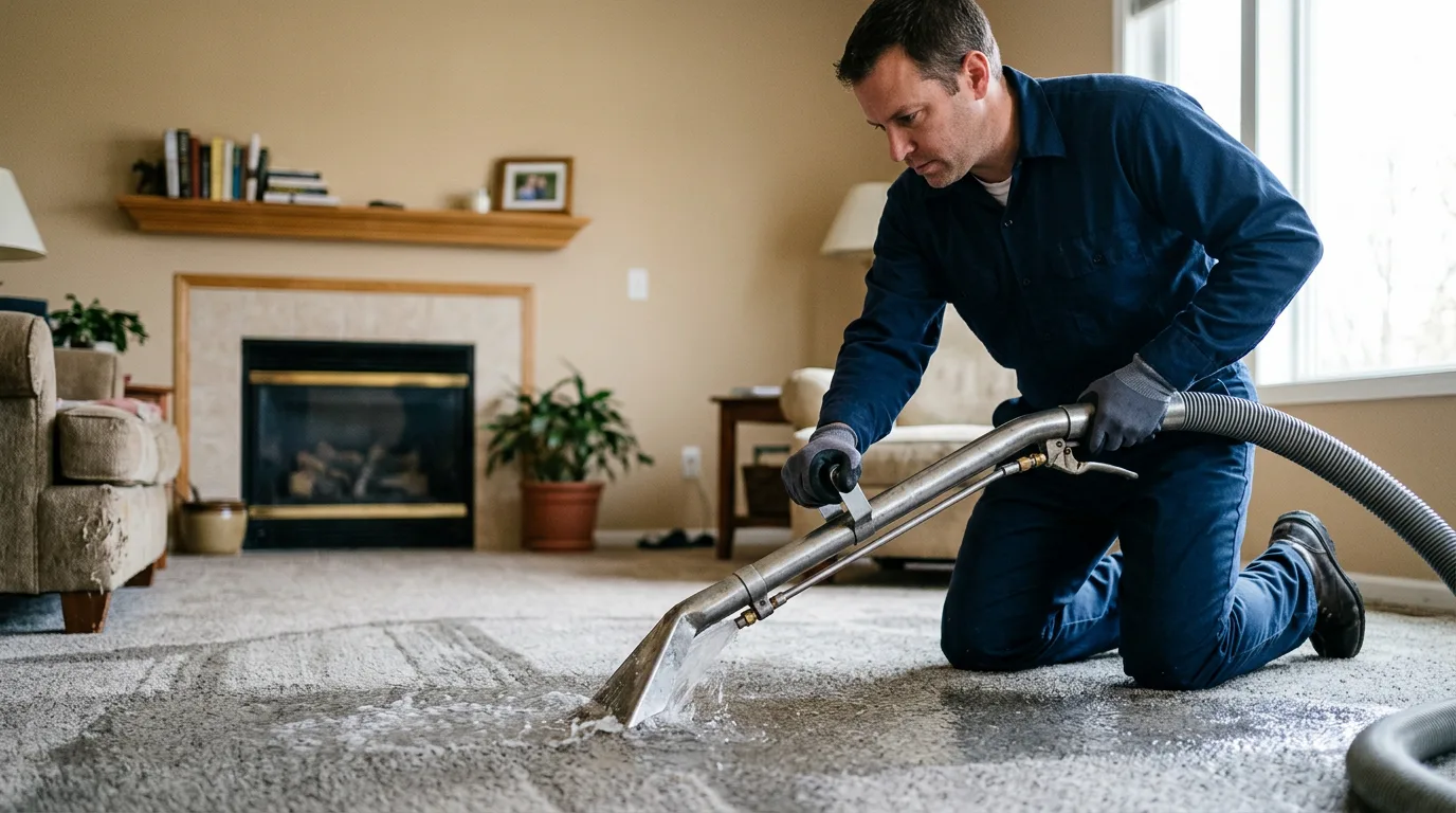 Water damage restoration technician working near Westford, NY